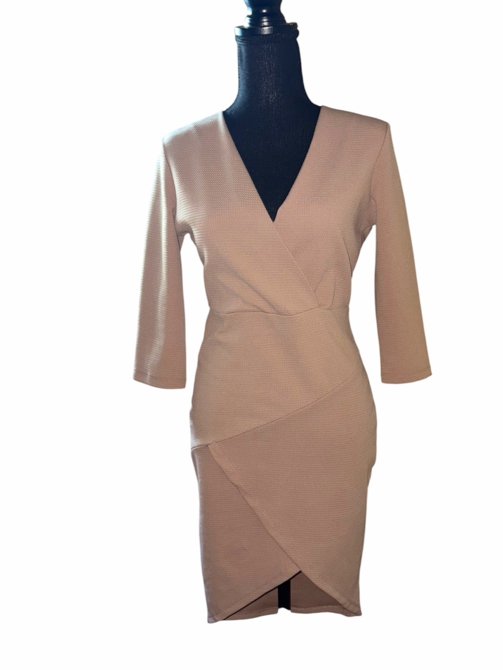 Wrap Bodycon Beige Dress